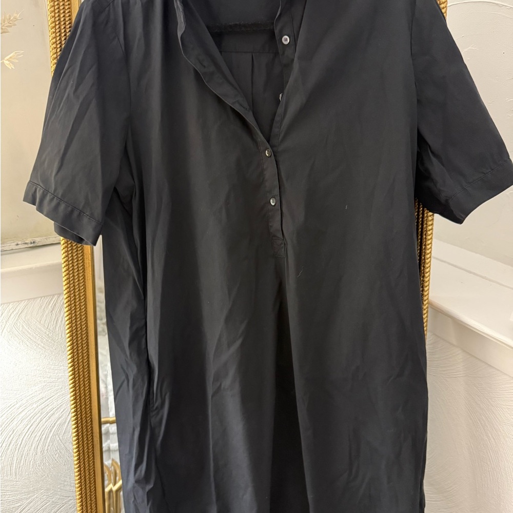 J. McLaughlin Black Short-Sleeve Button Popover Shirtdress